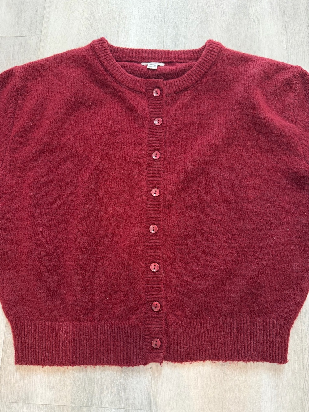Garage Cropped Cardigan Sweater - Burgundy - Picture 2 of 9